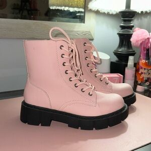 Pink combat boots